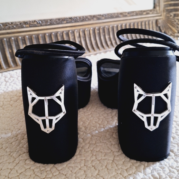 NWOB NAKED WOLFE Jenny Strappy Satin Platform Sandals Black Sz 10 Org $300 - Picture 10 of 14